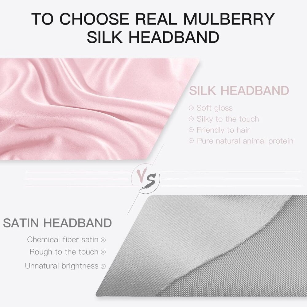 Silk Spa Headbands For Washing Face, 100% Mulberry Silk Scarf For Hair Wrapping, View 6